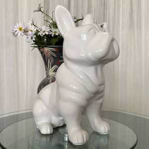 French Bulldog White ceramic statue! Urban trend collection!